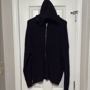 SHEIN Black Zip Up Sweater Casual Knit